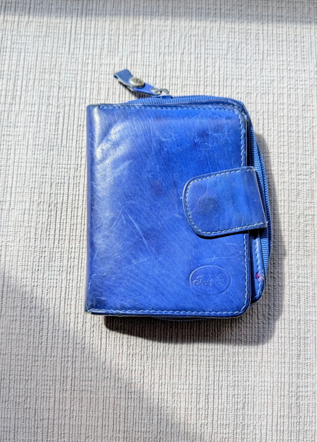 Blue Leather Bifold Wallet