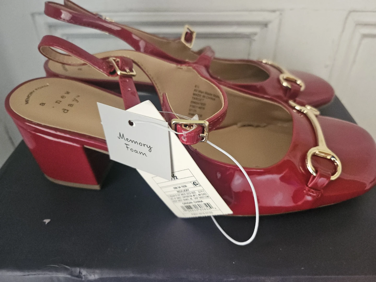 A New Day Women's Red Patent Mary Jane Block Heels Size 6.5 - photo 2
