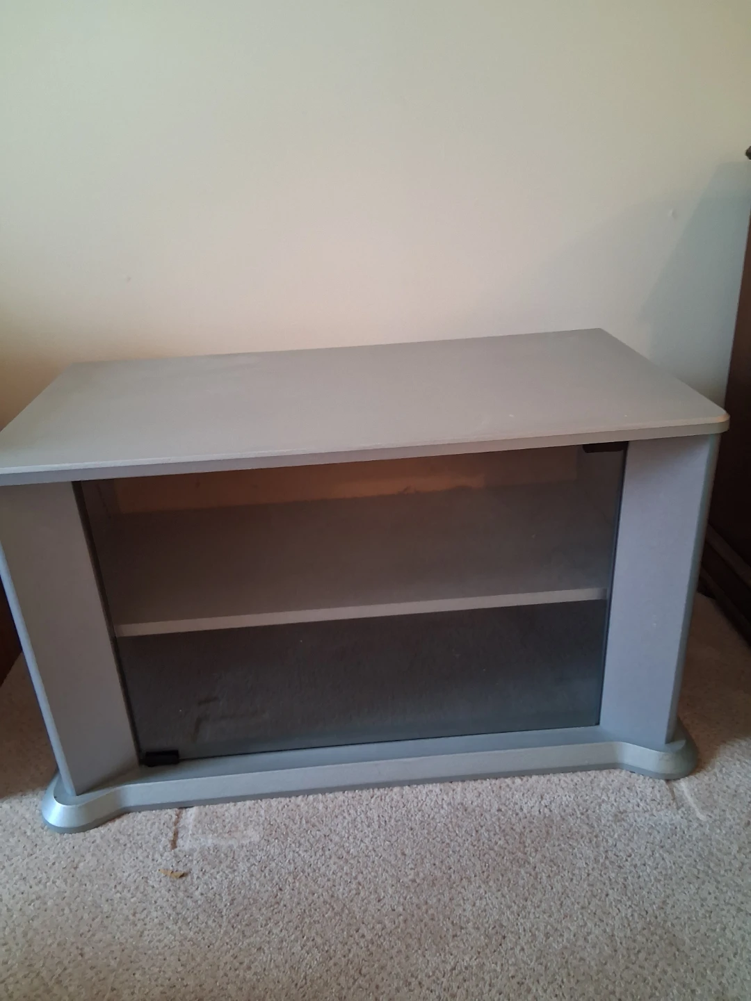 Grey TV Stand with Glass Door