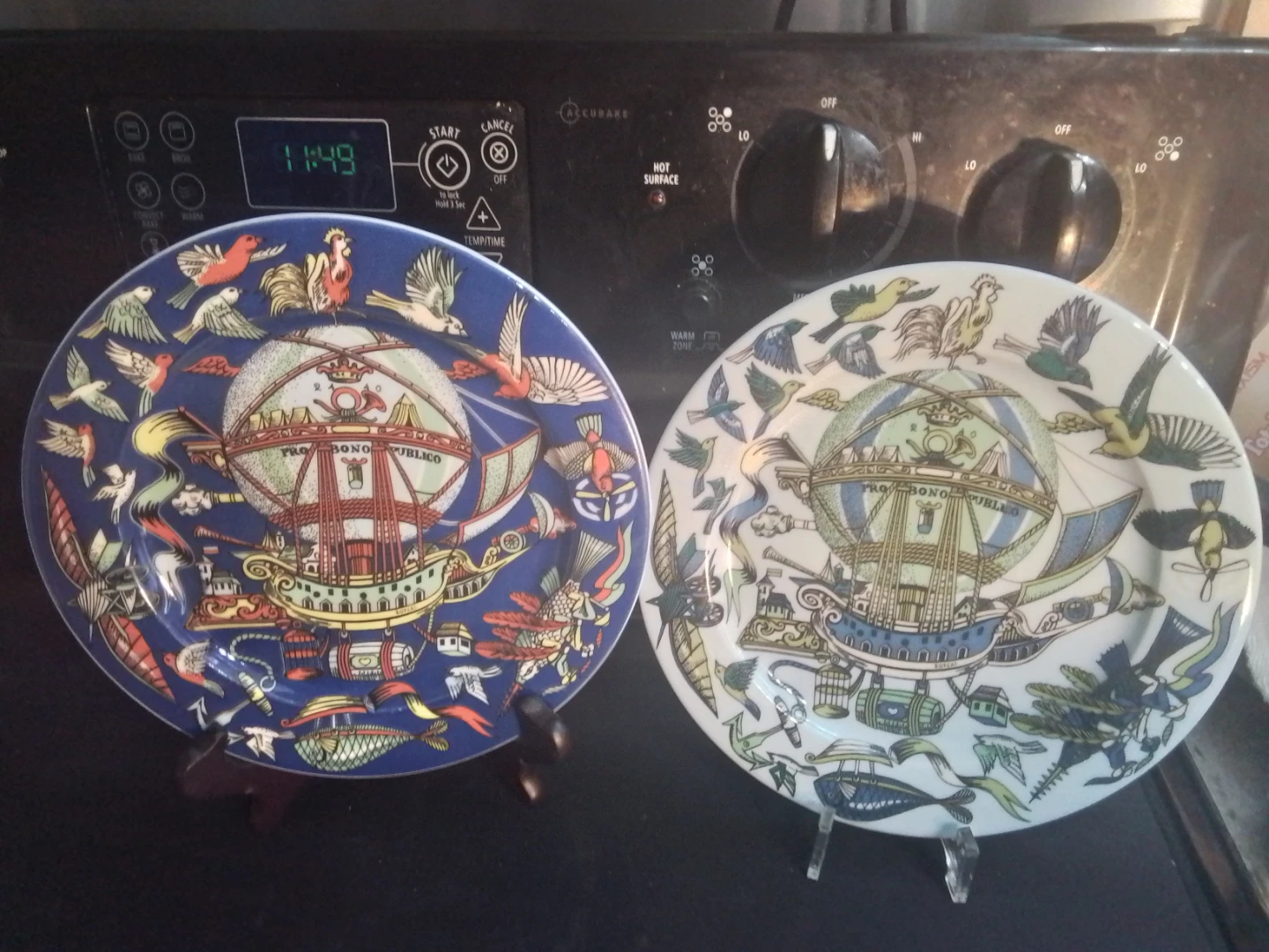 Vintage Bopla! Switzerland Hot Air Balloon 2 Plates 8.25"
