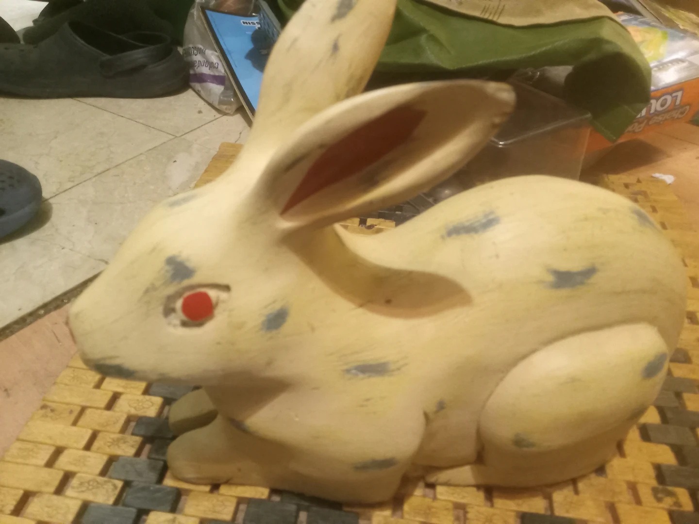 Carving of wood actual size bunny