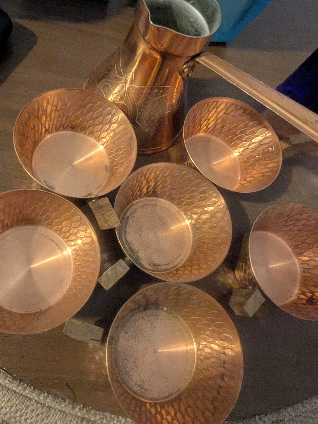 Copper Turkish Coffee Pot and Cups Set
