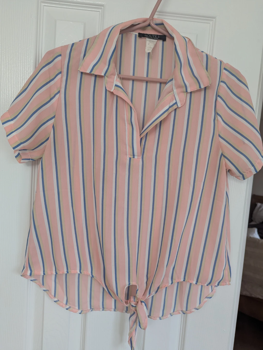 Route 3 Striped Tie-Front Blouse