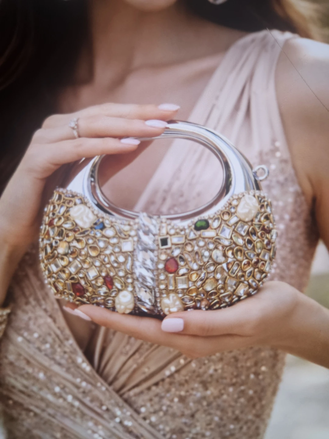 Embellished Silver Mini Evening Clutch Purse - photo 4