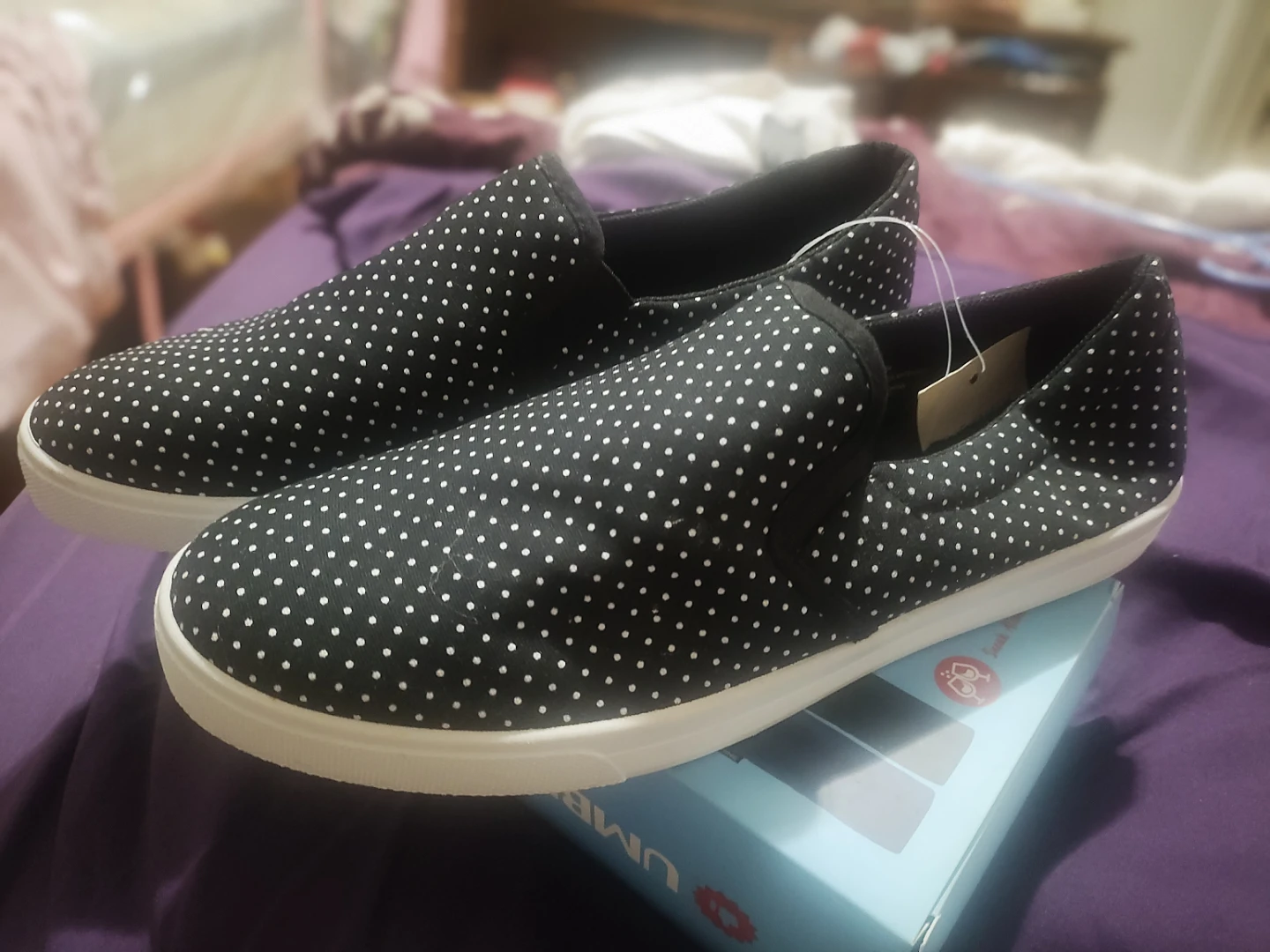 Sole Mates Black & White Polka Dot Slip-On Shoes Size 9 New - photo 2