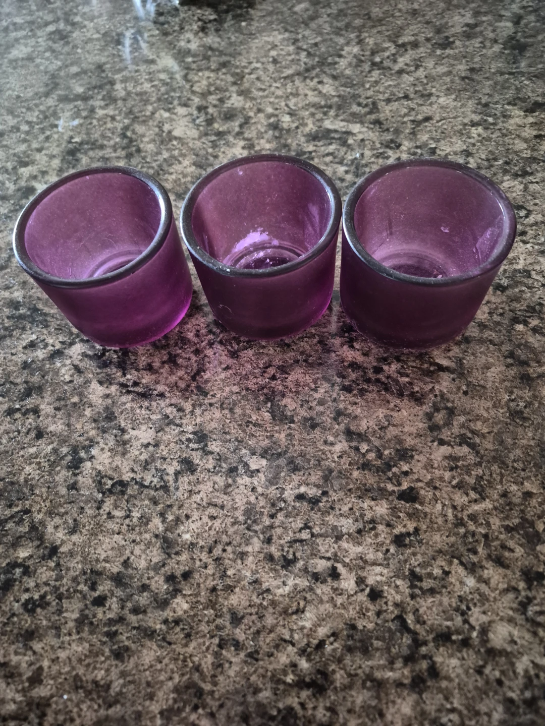 Set of 3 Purple Glass Votive Candle Holders