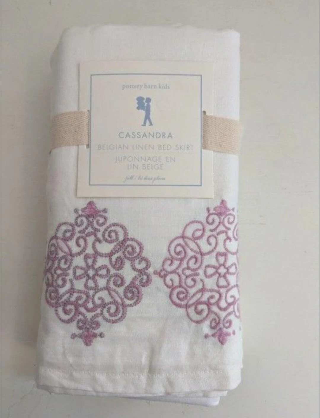 Pottery Barn Kids Cassandra Belgian Linen Bed Skirt - White