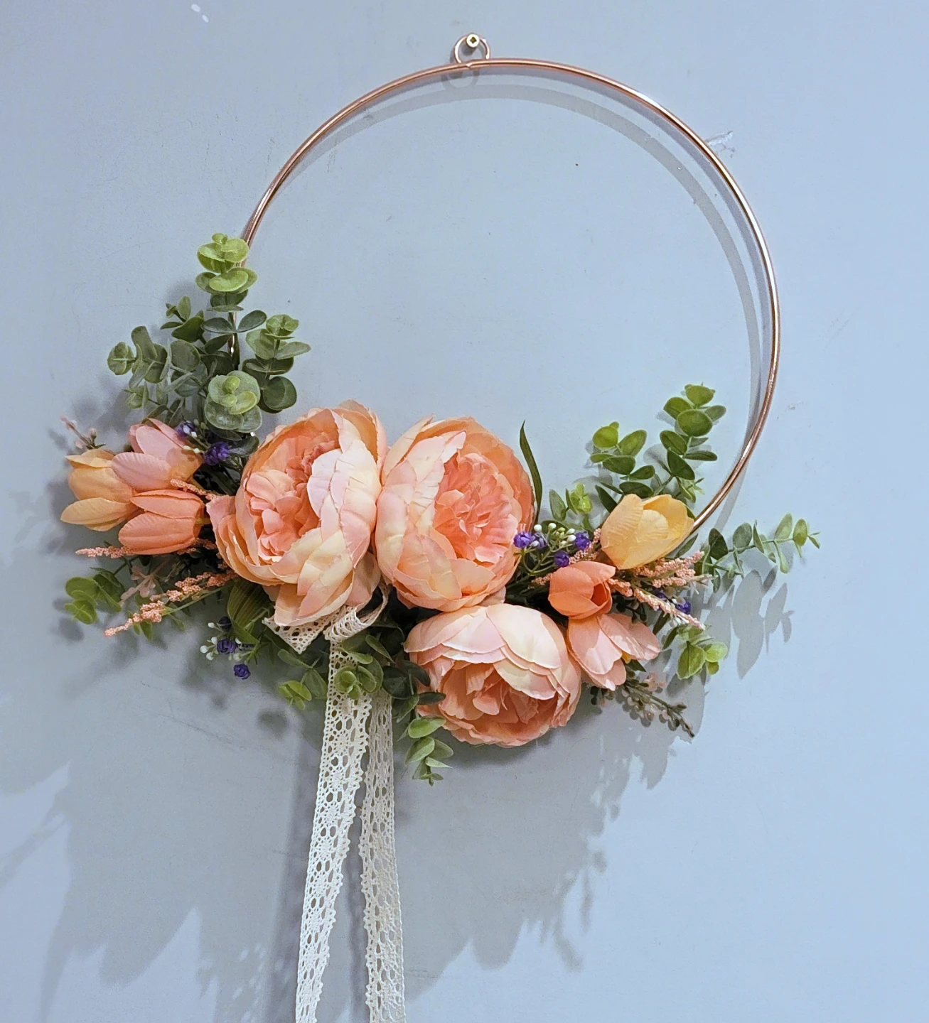 Floral Hoop Wreath with Peonies and Greenery