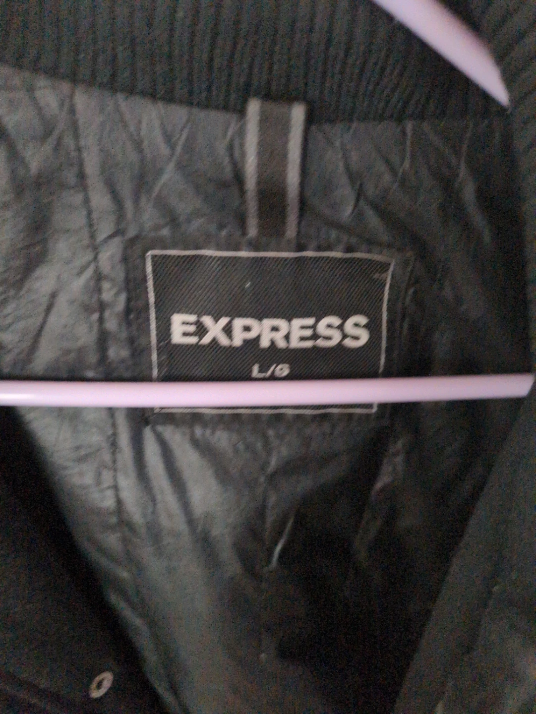 Express Men's Black Wool Blend Bomber Jacket - Size Large - photo 2