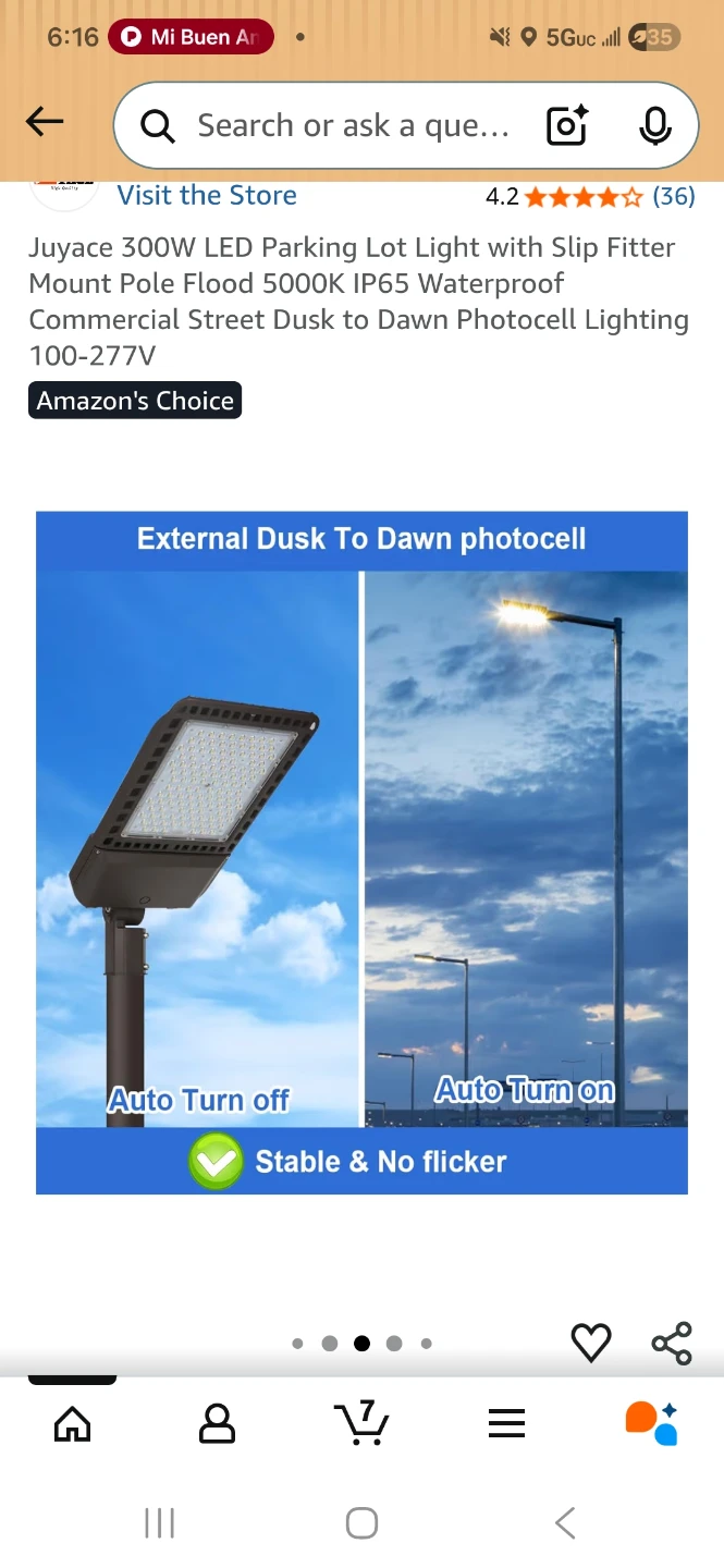 Juyace 300W LED Parking Lot Light with Photocell