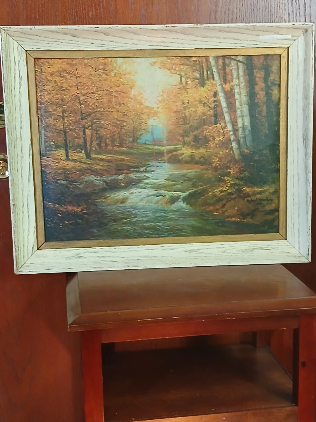 Framed Autumn Forest Landscape Painting