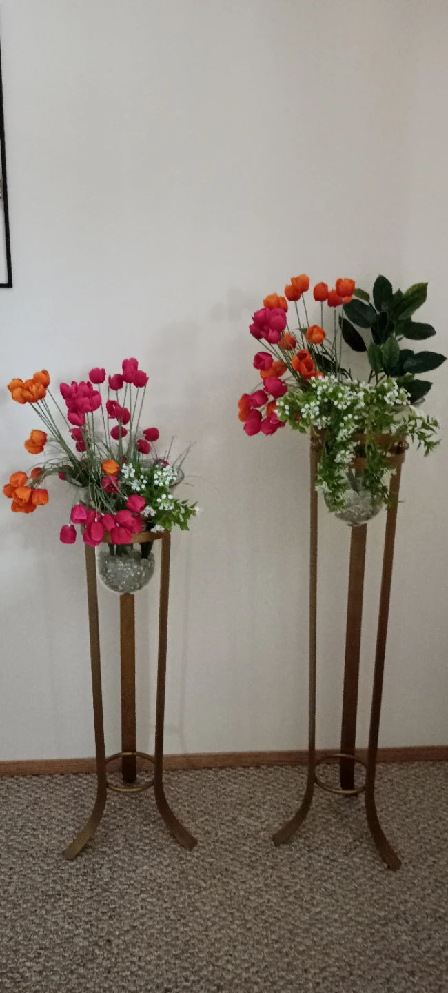 Golden metallic Stands with flowers (Set of 2) - photo 5