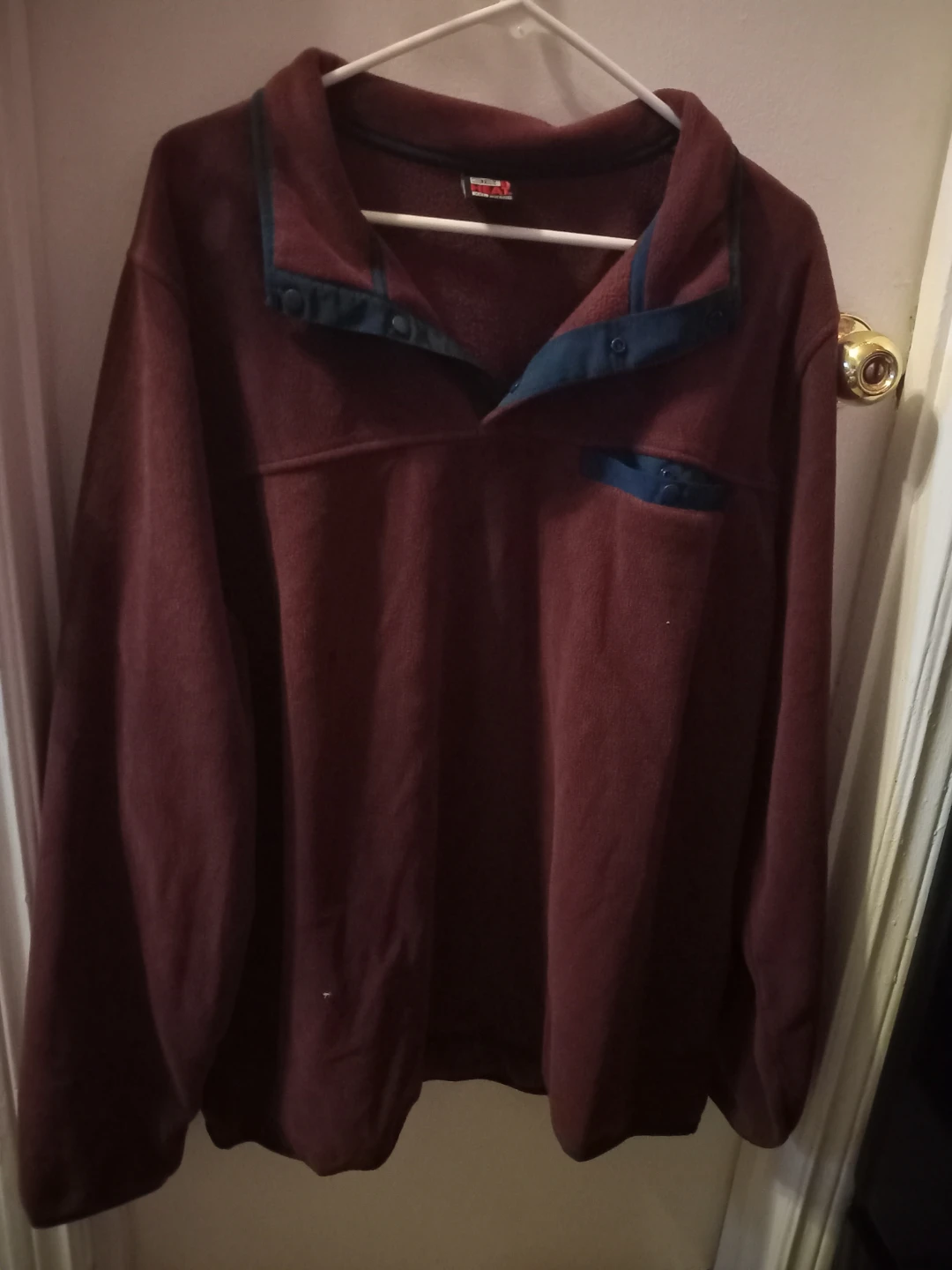 Maroon Fleece Snap-Up Pullover - XXL