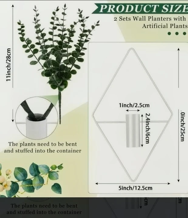 2 Sets Wall Planters with Artificial Plants - photo 2