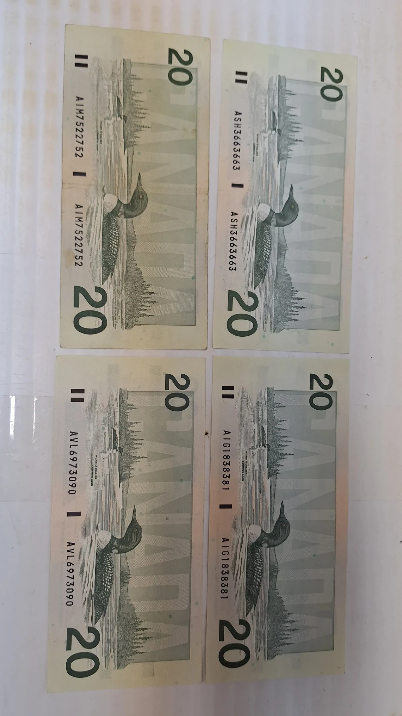 Four Canadian $20 Bills (1991) - photo 2