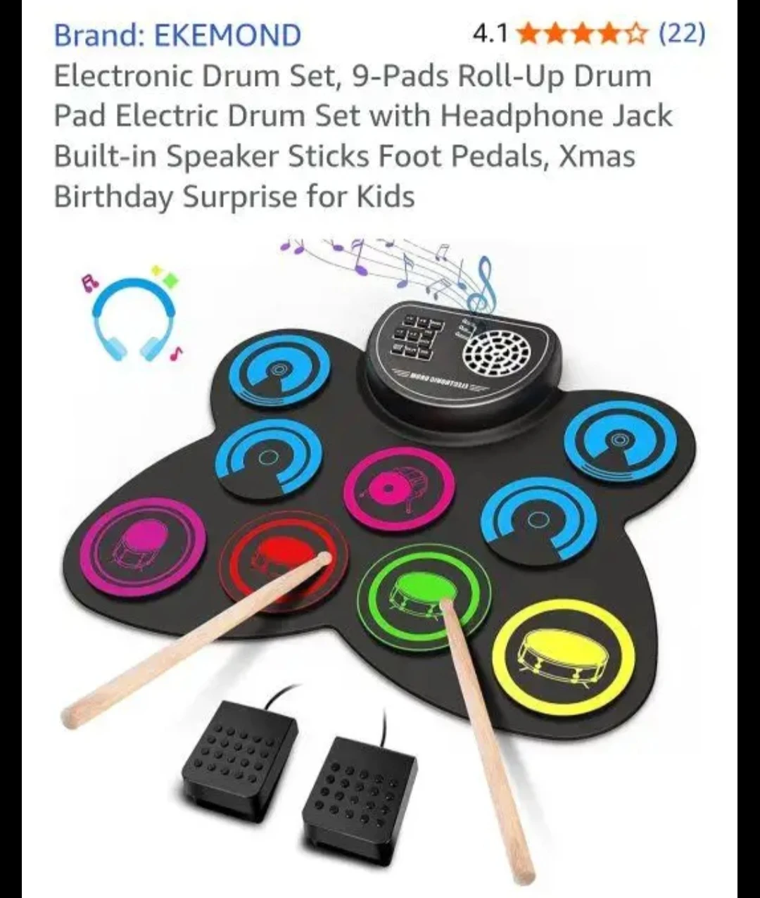 EKEMOND Electronic Drum Set - 9-Pad Roll-Up
