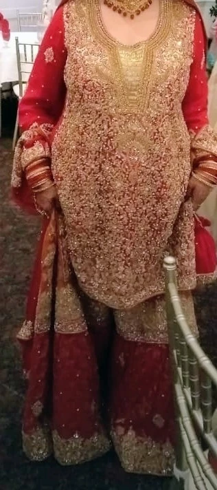 Pakistani Red and Gold Embellished Bridal Outfit