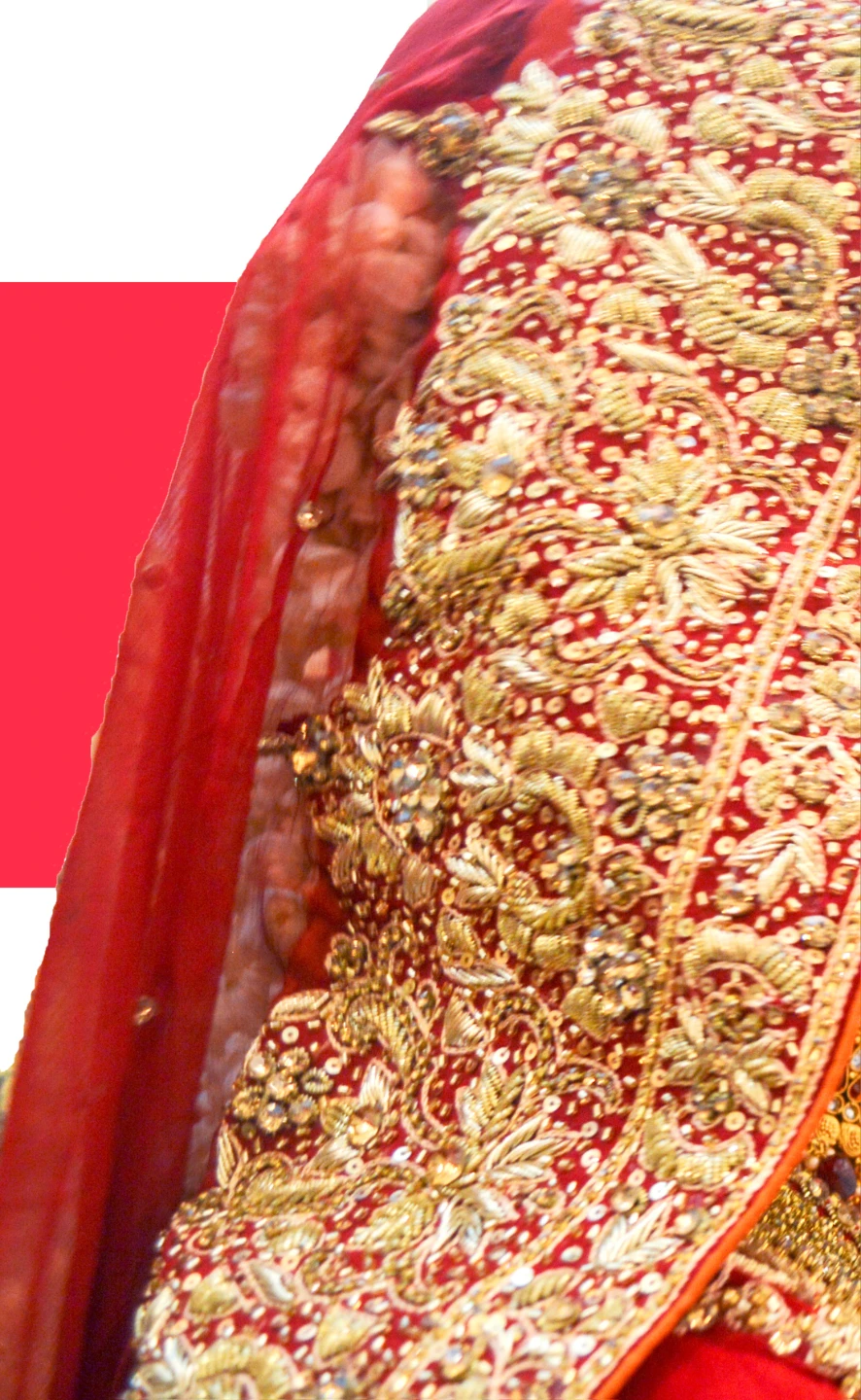 Pakistani Red and Gold Embellished Bridal Outfit - photo 4
