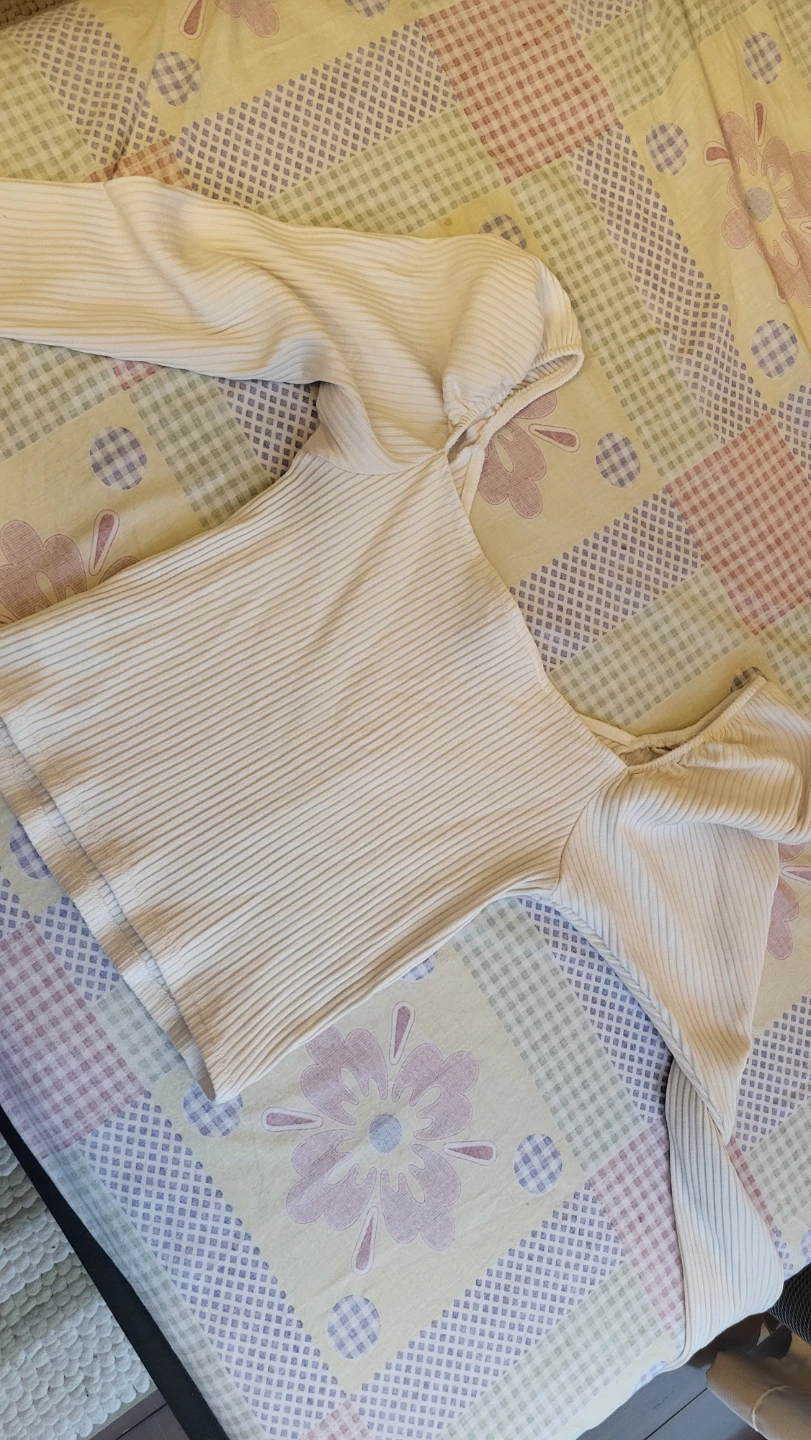 H&M Ribbed Long Sleeve Top - Cream - Size S - photo 4