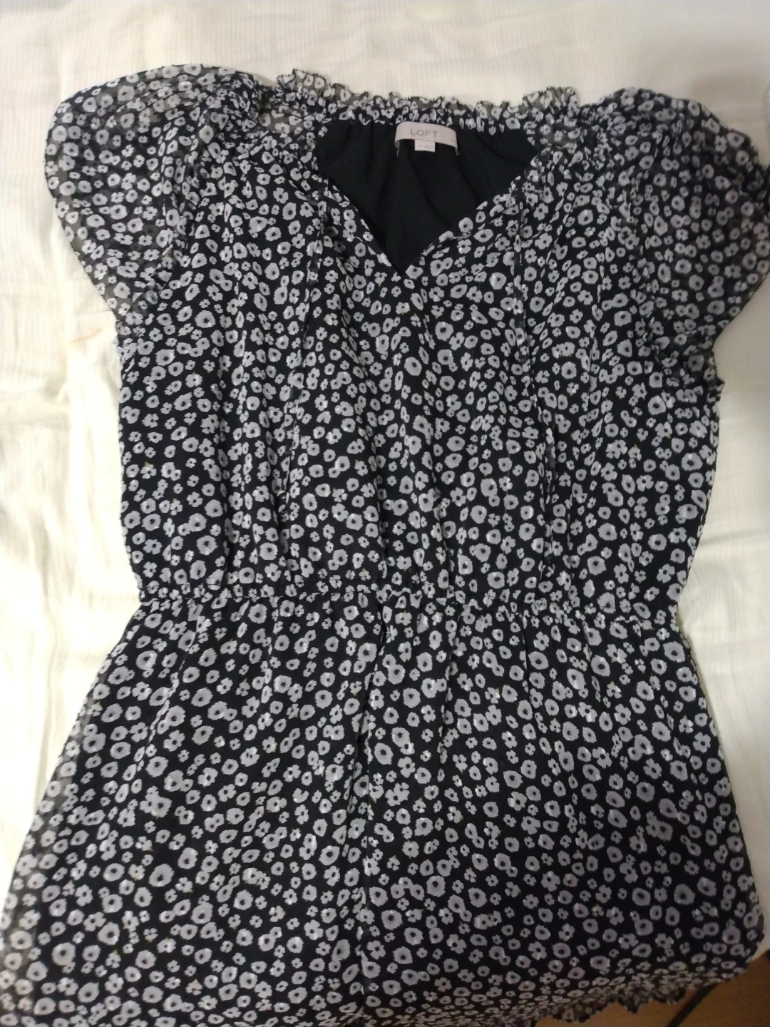 LOFT Black & White Floral Print Dress