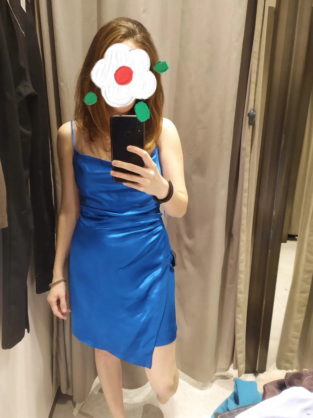 Zara Blue Satin Slip Dress - Size S