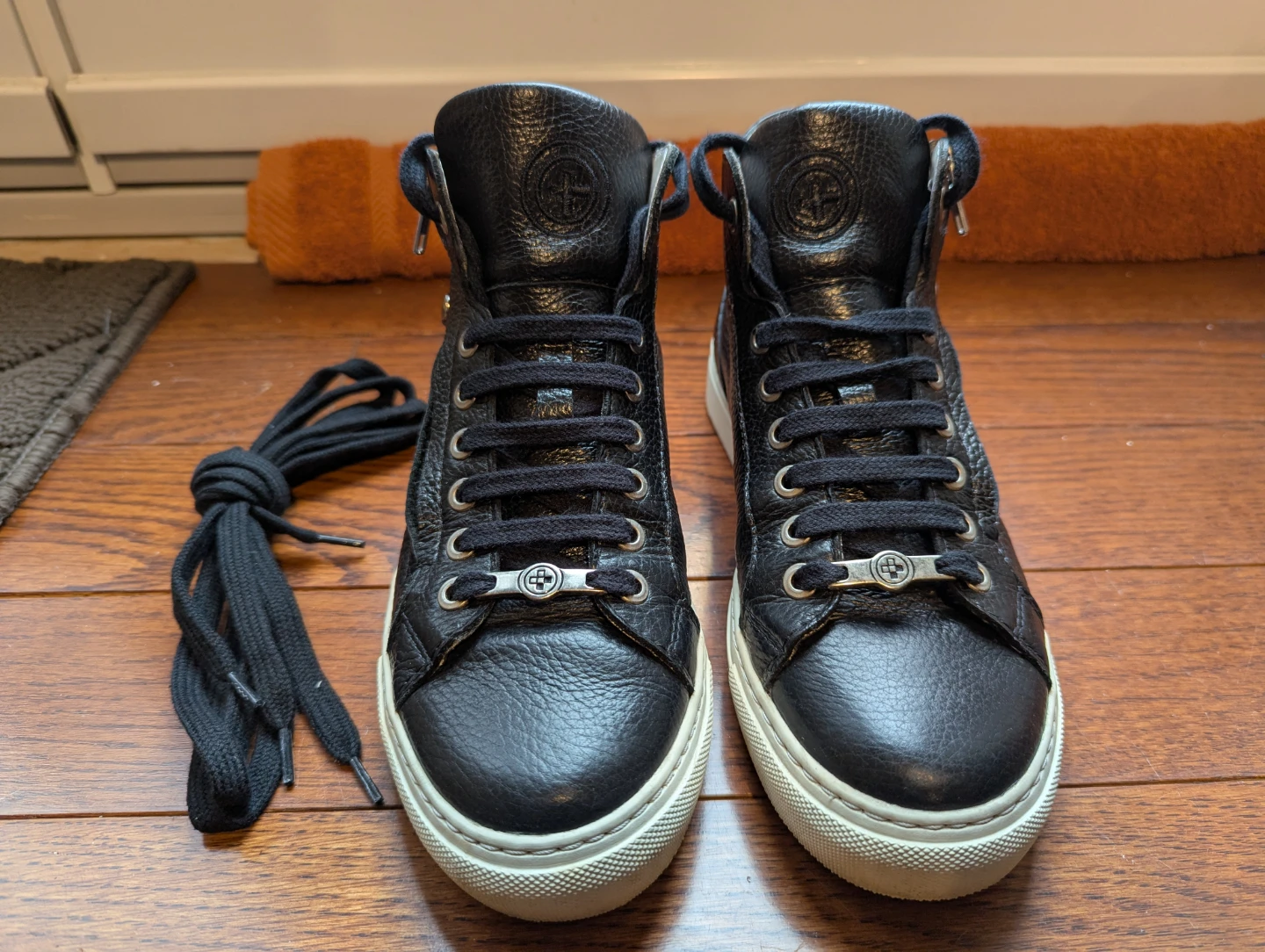 Black Leather High Top Sneakers