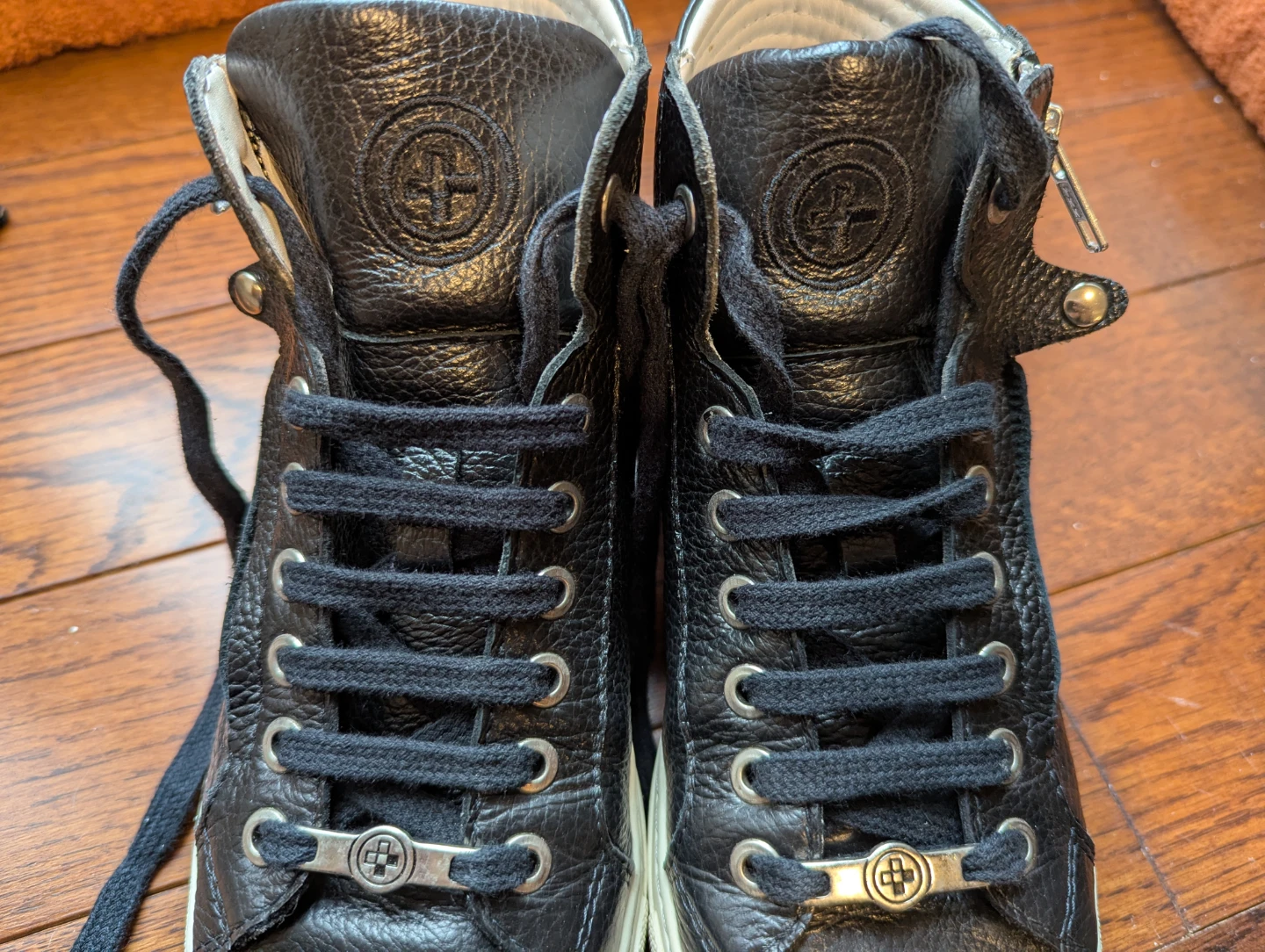 Black Leather High Top Sneakers - photo 2