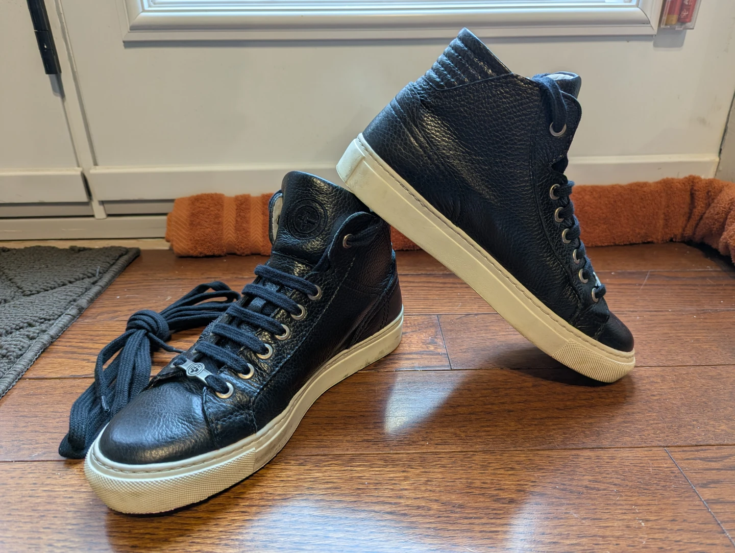 Black Leather High Top Sneakers - photo 3