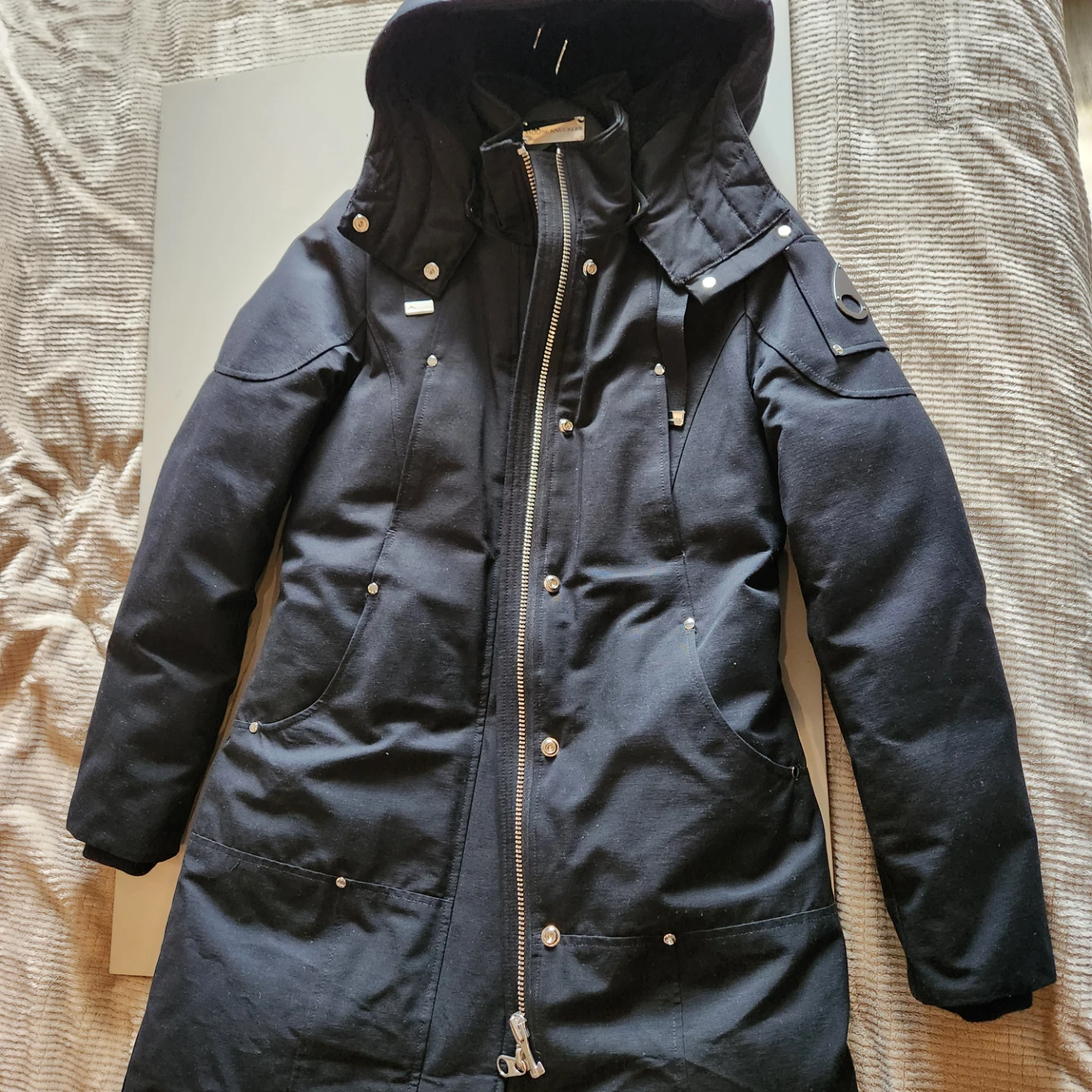 Moose Knuckles Black Down Filled Parka Coat
