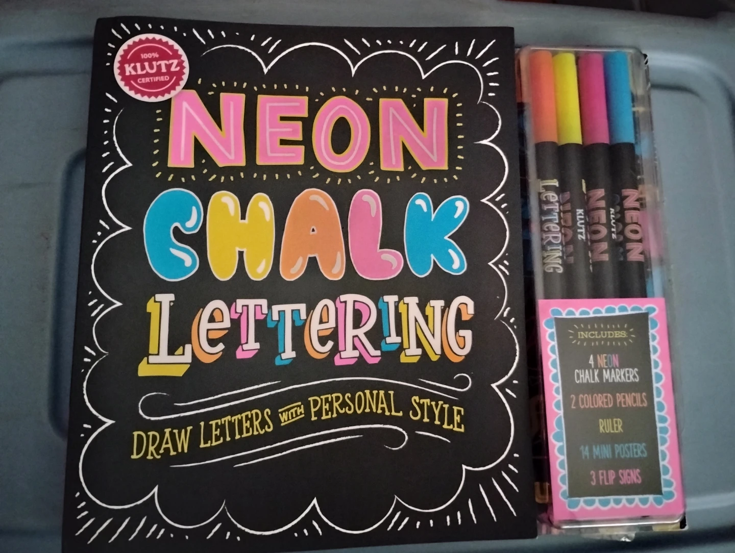 Klutz Neon Chalk Lettering Book with Markers