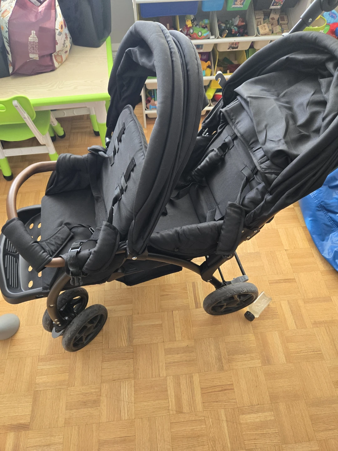 Black double stroller