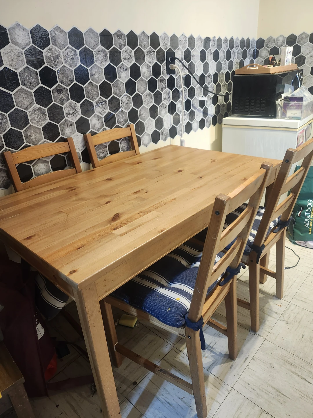 Wooden Dining Table and 4 Chairs Set
