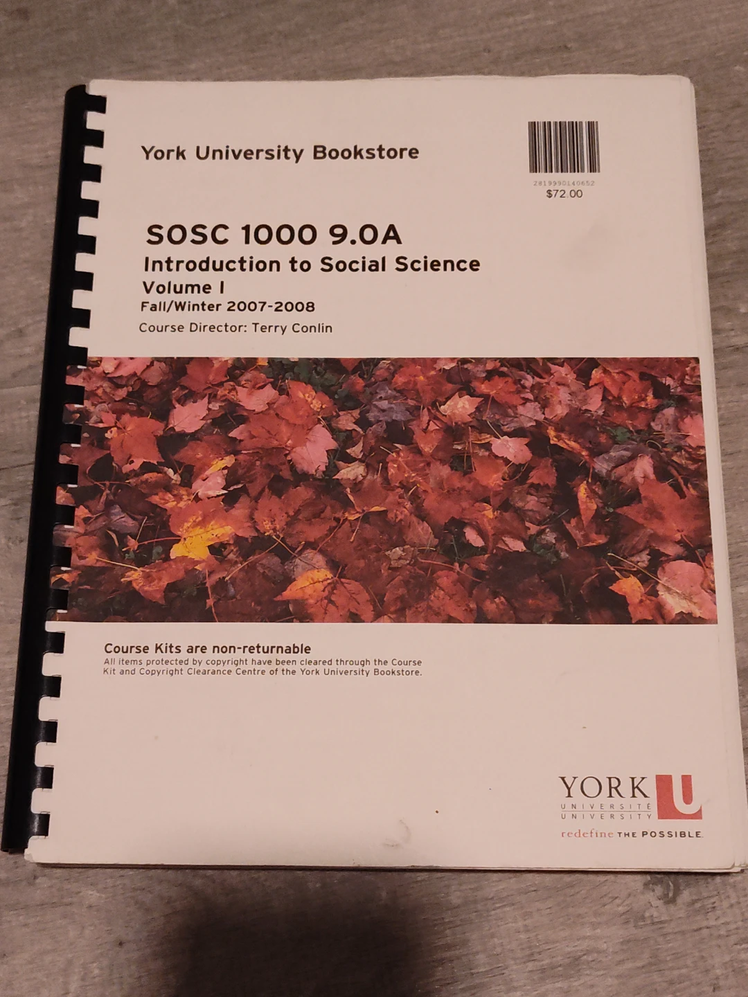 SOSC 1000 9.0A Introduction to Social Science Volume I Textbook