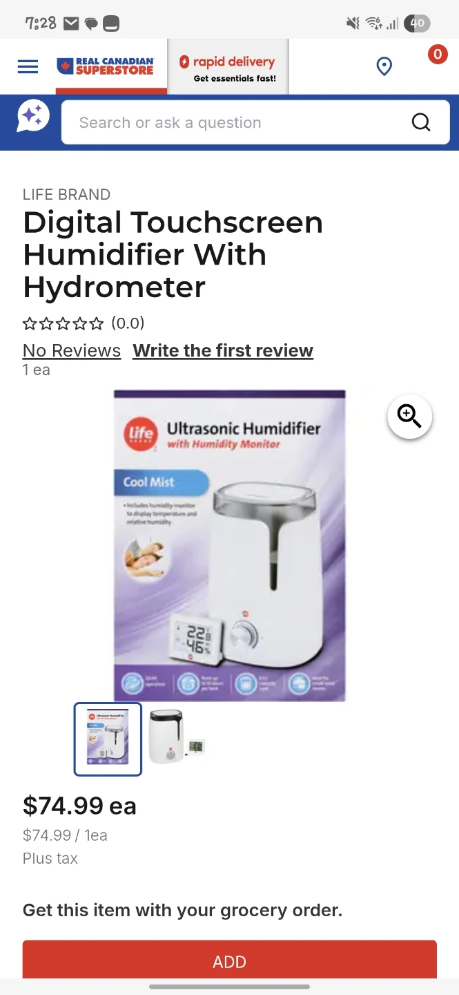 Life Brand Digital Touchscreen Humidifier With Hydrometer - photo 2