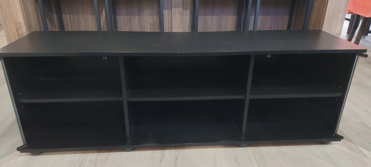 Black TV Stand with Glass Doors - photo 2