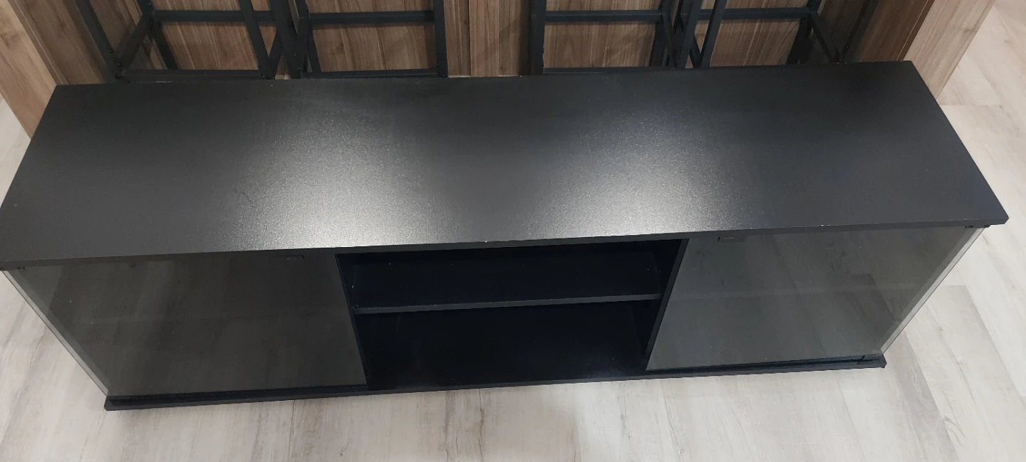 Black TV Stand with Glass Doors - photo 5