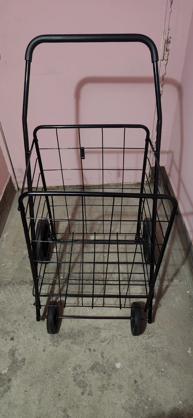 Black Metal Rolling Shopping Cart
