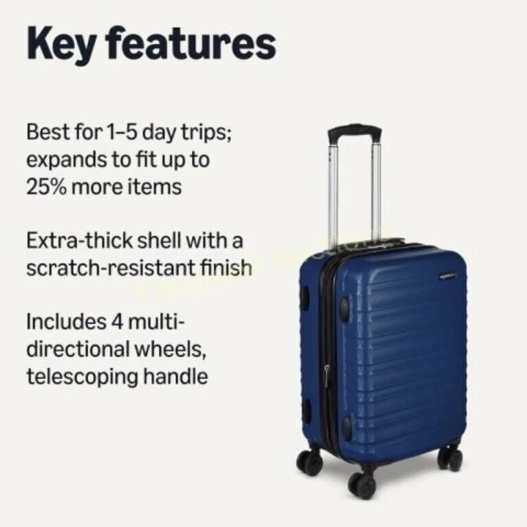 Blue Expandable Hardshell Carry-On Suitcase