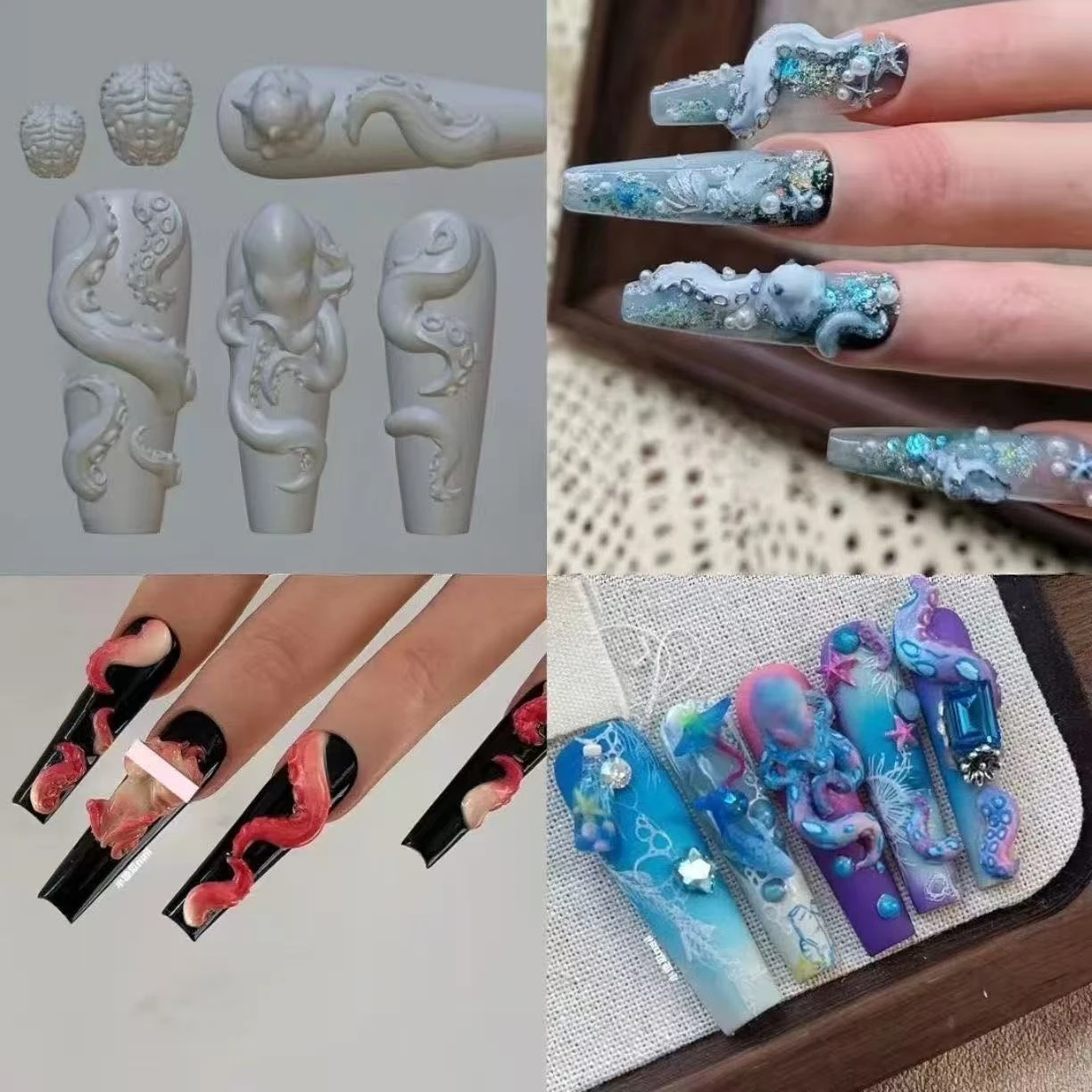 Handmade Octopus & Tentacle Press-On Nails