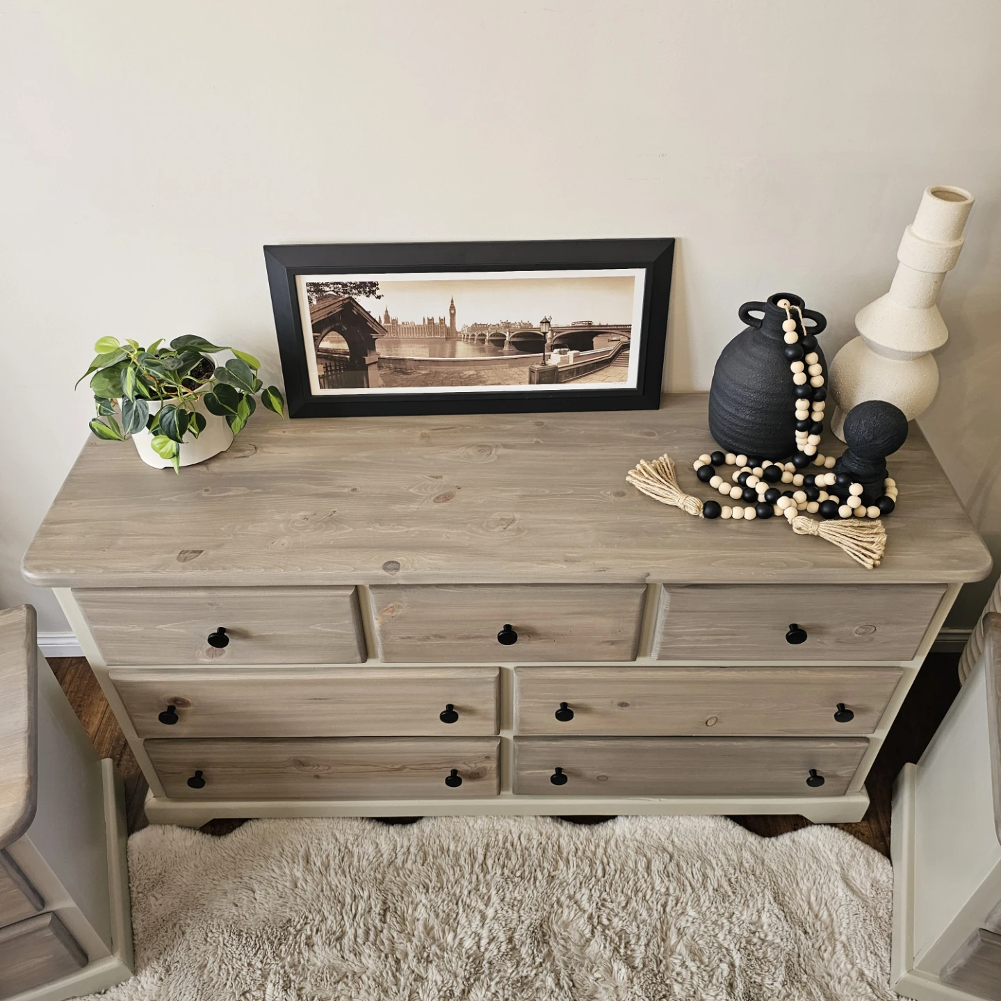 Refinished Solid Pine Dresser and Nightstands Set - photo 5