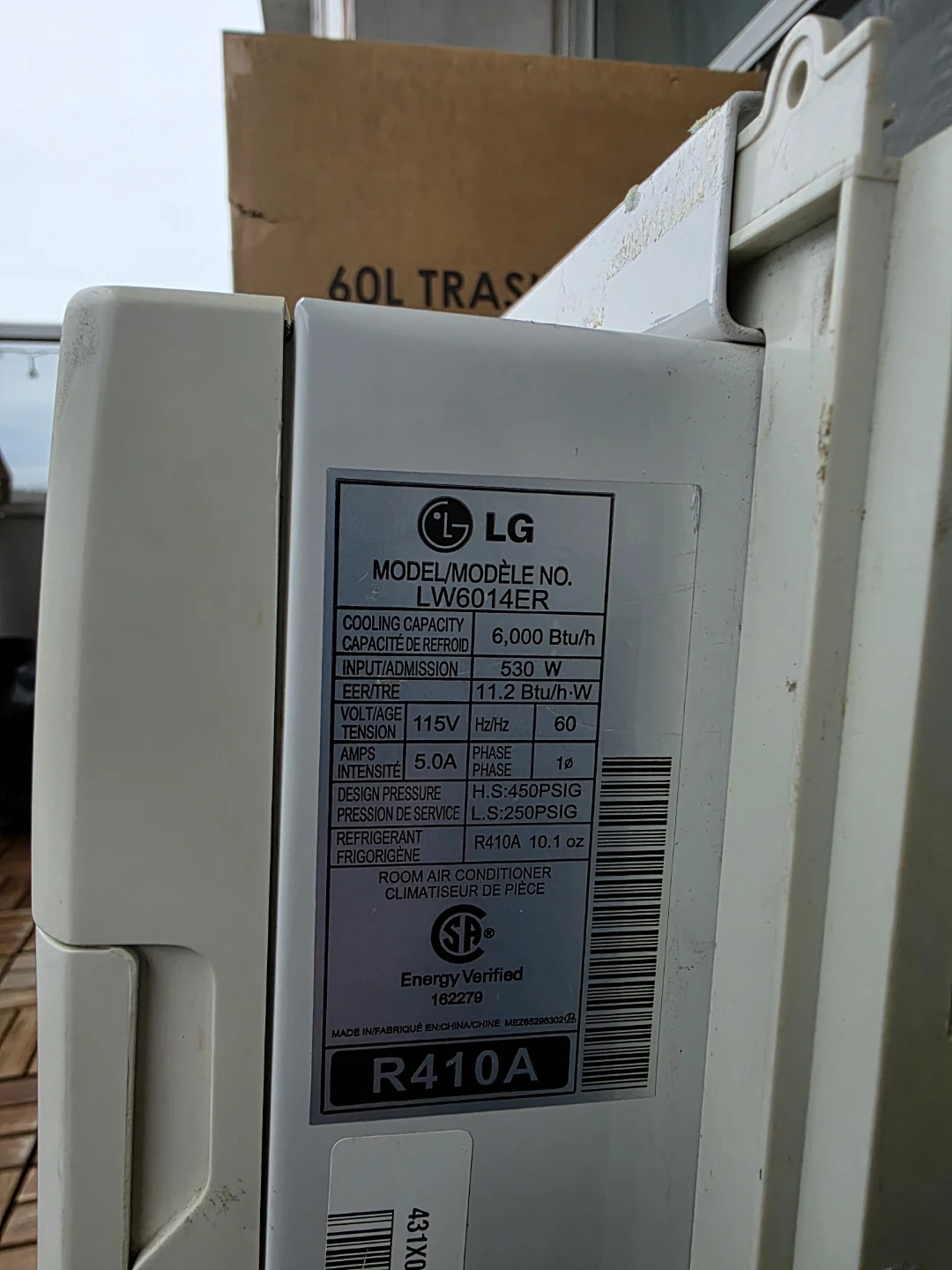 LG Room Air Conditioner LW6014ER - photo 3