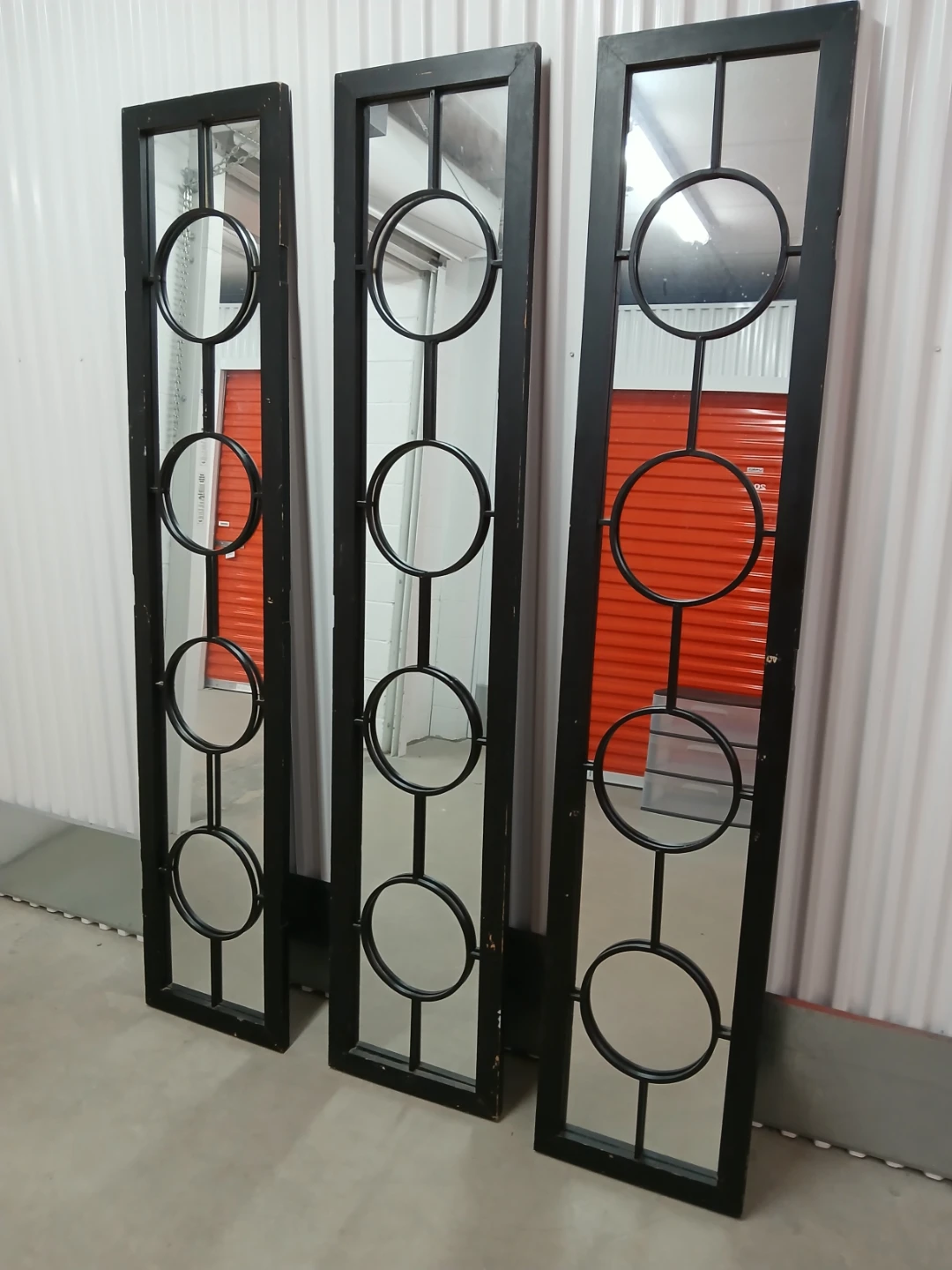 Set of 3 Black Decorative Mirrors with metal Circle