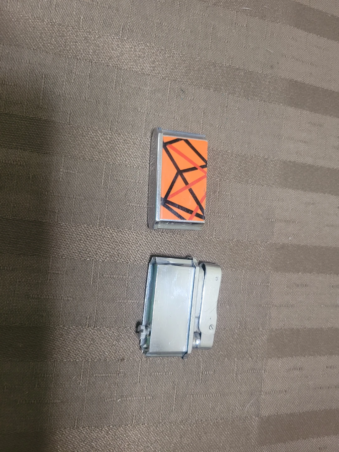 Fisher pocket petrol lighter featuring orange and black lacquer - photo 2
