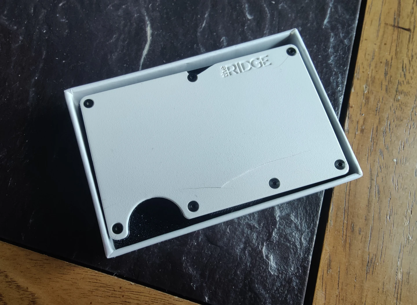 Ridge Wallet (White) RFID – Cosmetic Damage, with Box