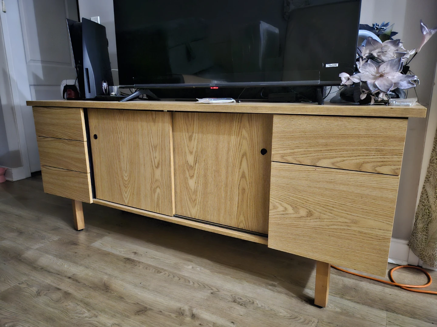 Wooden Sideboard with Sliding Doors