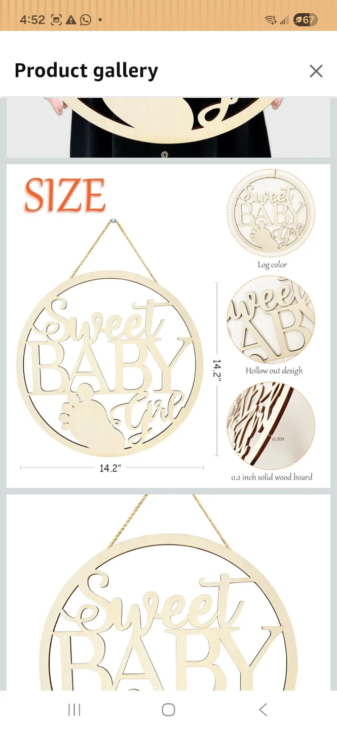 Sweet Baby Girl Wooden Hanging Sign - photo 2