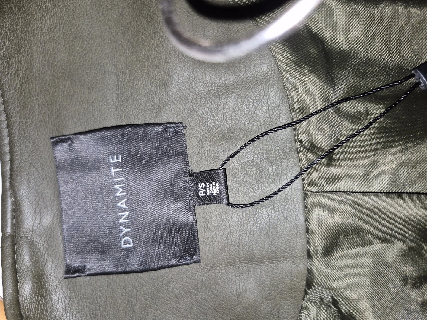 Dynamite Faux Leather Jacket - Olive Green - Size P/S - photo 4
