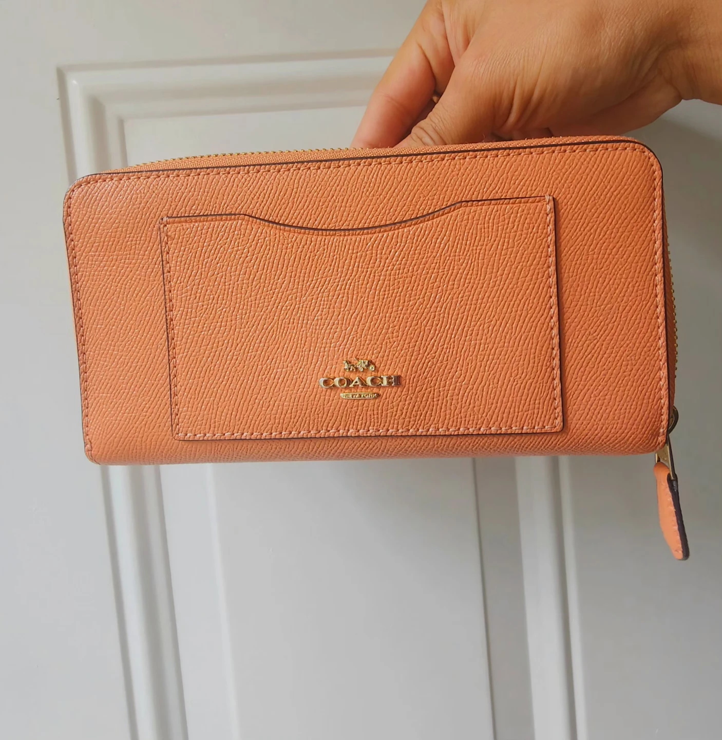 Coach Orange Leather Zip Around Wallet