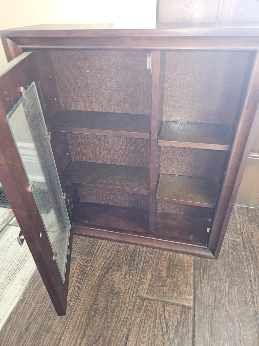 Dark Wood Wall Cabinet with Glass Door - photo 2