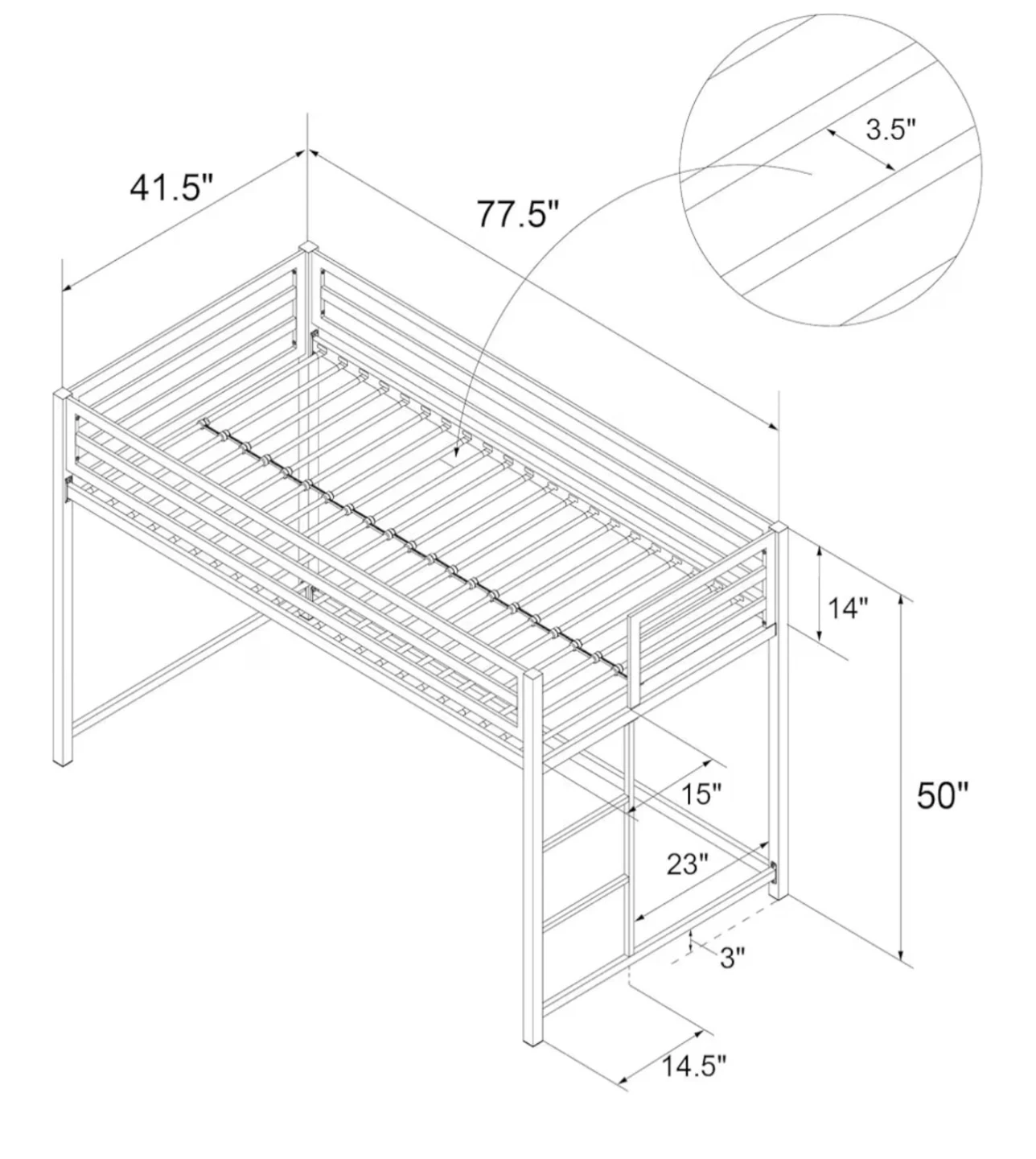 White Metal Loft Bed - Twin Size - photo 2
